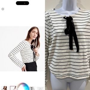J. Crew Black and White Striped Top medium